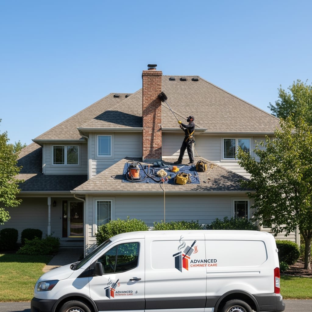 Advanced Chimney Care team working on chimney